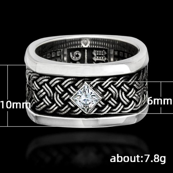 🎁925 Silver Plated Unique Black Huge Heavy Men Ring, MLNN1239 - Picture 3 of 4